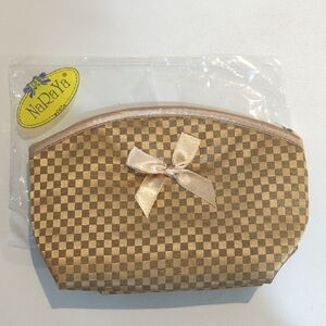 NaRaya Checkered Tan Cosmetic Bag
